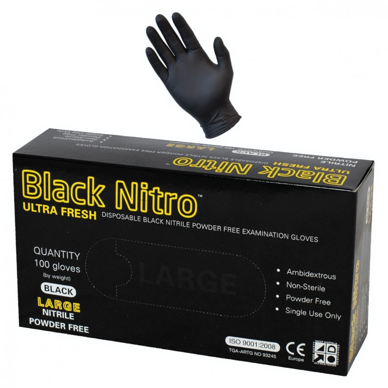 disposable gloves black nitrile ultra fresh powder free