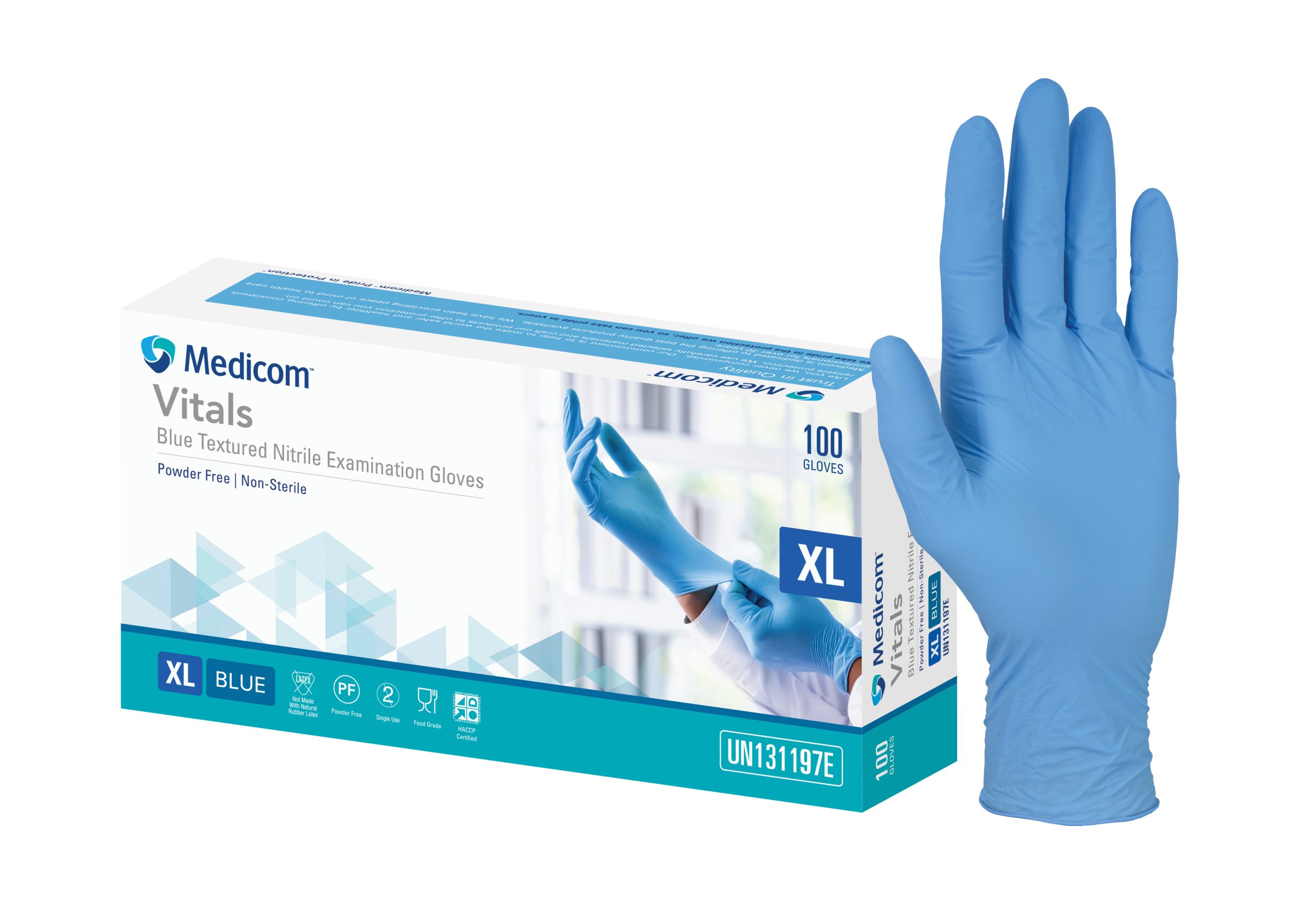 Nitrile Gloves - Medicom Vitals Blue Powderfree
