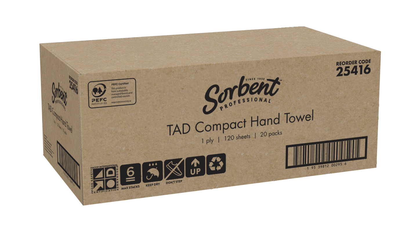 Sorbent Compact TAD Hand Towel 1ply 120 sheets 25416