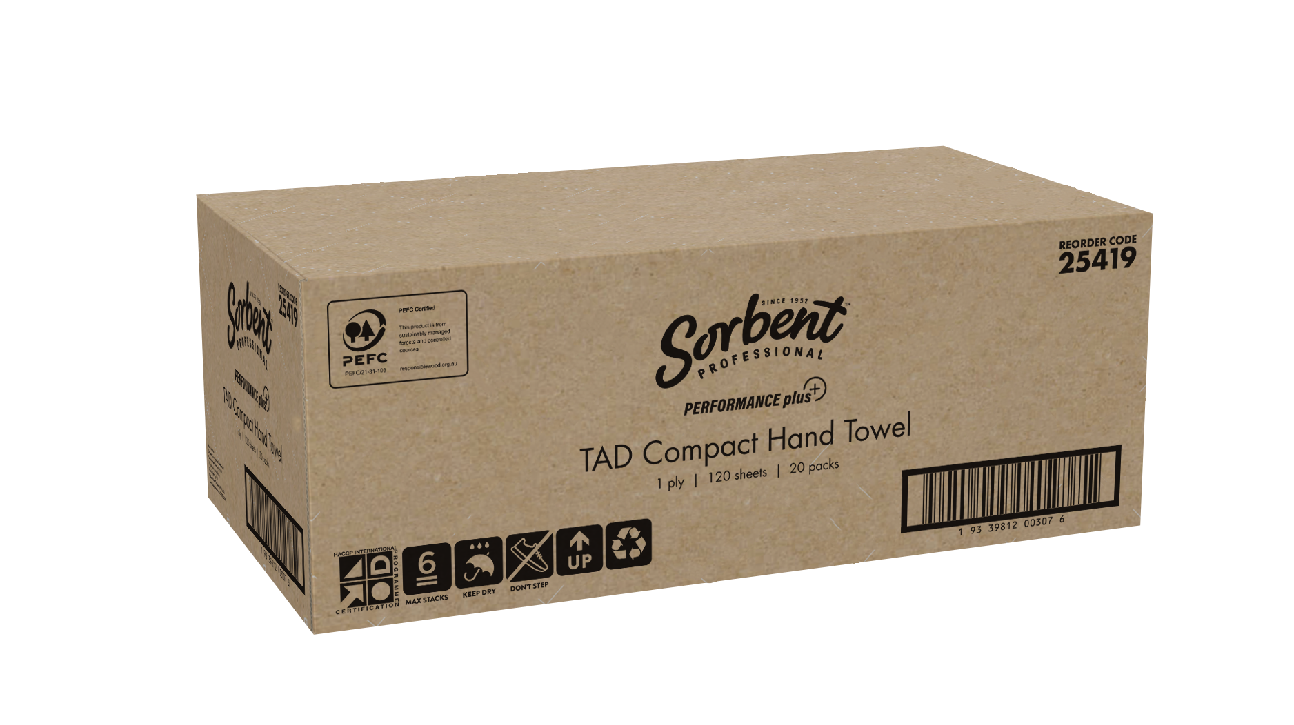 Sorbent Performance Plus – Compact TAD Hand Towel 1ply 120 sheets 25419