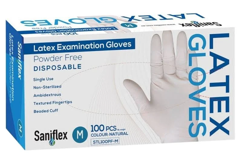 Saniflex Latex Powder Free Exam Gloves - 100Pcs/Pk